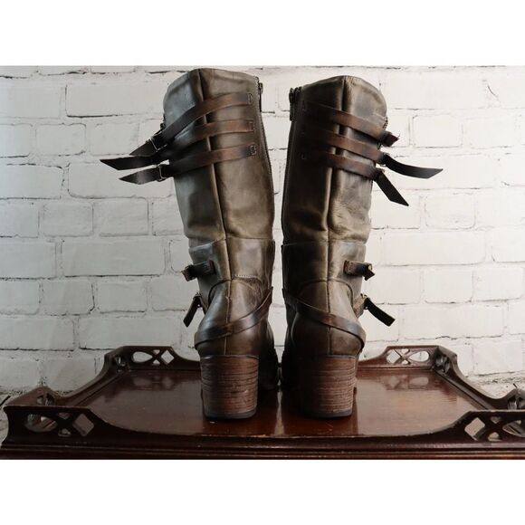 Freebird by Steven Cooper Stone Leather Boots Women’s 10 – Distressed Mid-Calf - Picture 8 of 10